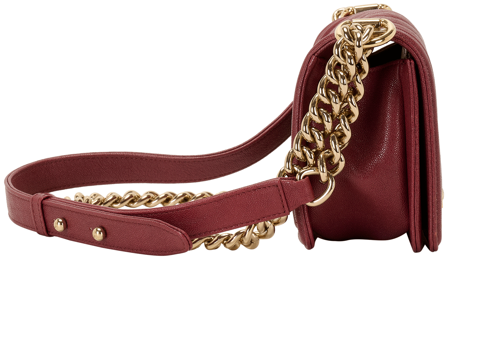 Small Boy, &pound;1,950, Handbags, Burgundy, Caviar Leather, Side view